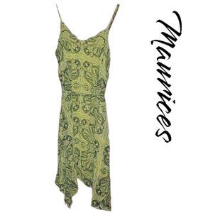 Maurices Medium Sheer Spaghetti Strap Tapered Green Dress